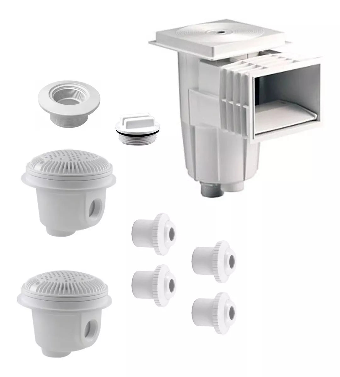 Kit De Empotrables Para Alberca Con 2 Dren Fondo, Desnatador y boquillas