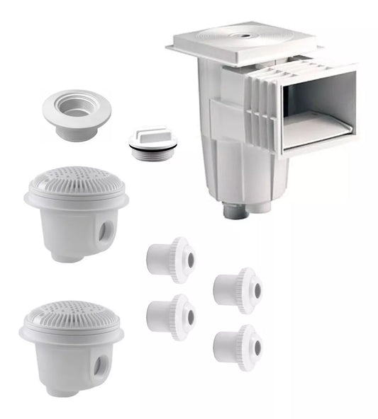 Kit De Empotrables Para Alberca Con 2 Dren Fondo, Desnatador y boquillas