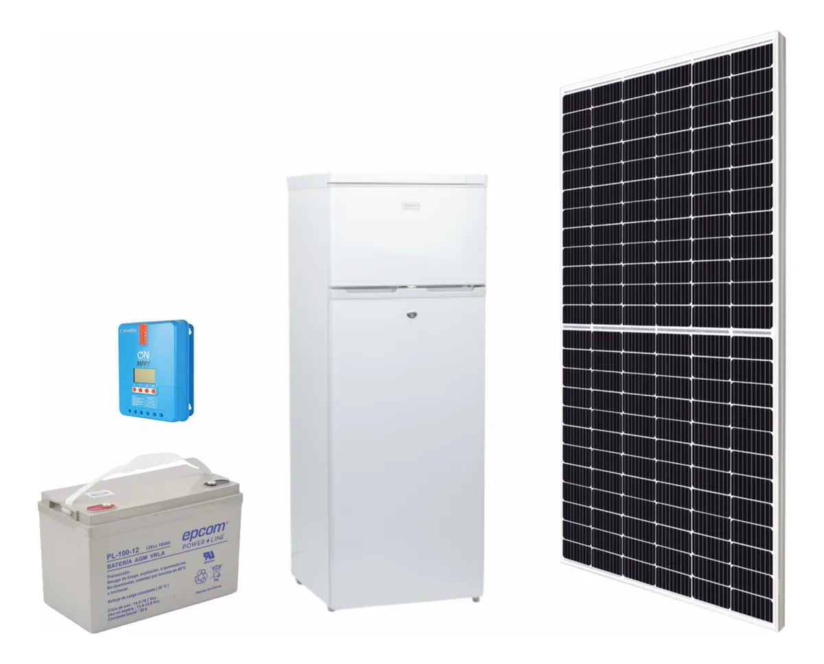 Paquete De Refrigerador De Paneles Solares Y Bateria Blanco 12v 24v
