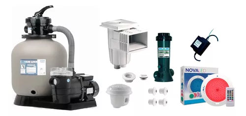 Kit Completo 14 Para Alberca Filtro Dren Bomba Desnatador
