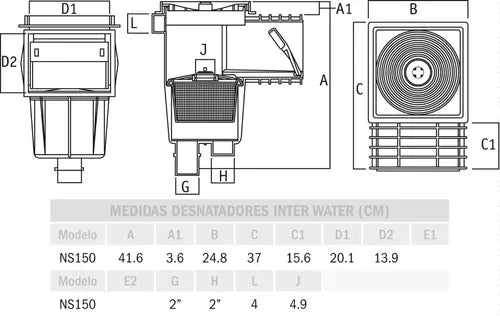 Desnatador Estandar Para Piscina Ns150 Skimmer