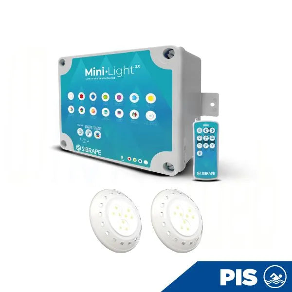 KIT DE 2 MINILIGHT 18W CABLE 5 MTS CON FUENTE Y CONTROLADOR