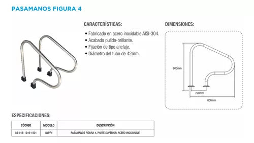 Par Pasamanos Para Alberca Acero Inoxidable 304