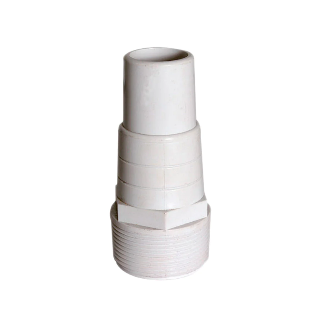 CONECTOR RECTO DE PVC PARA MANGUERA DE 1 1/2”