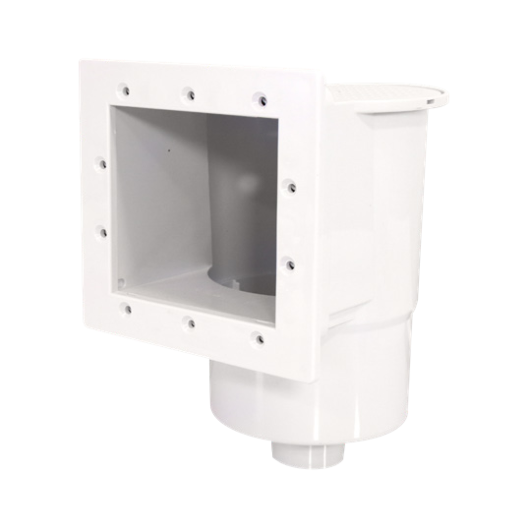 Desnatador plástico blanco para piscina de fibra, 1.5" M, boca chica, 15 cm ancho