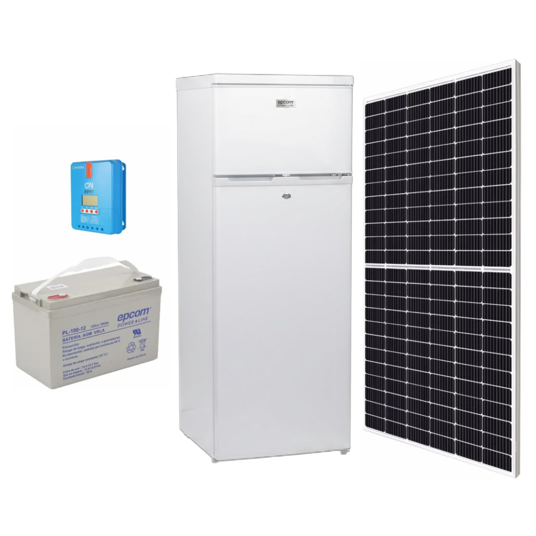 Paquete De Refrigerador De Paneles Solares Y Bateria Blanco 12v 24v