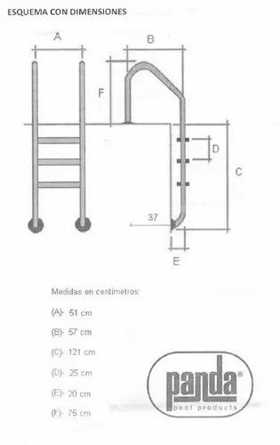 Escalera Acero Inoxidable 3 Peldaños Panda Piscinas Albercas