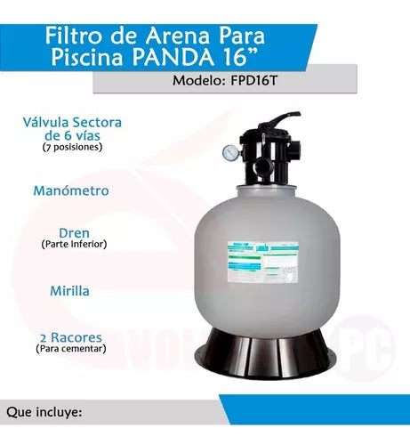 Filtro de arena en plástico 16T PANDA POOL PRODUCTS